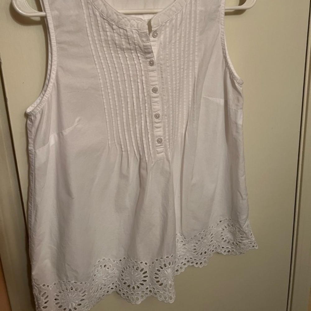 100% Cotton White Eyelet Top